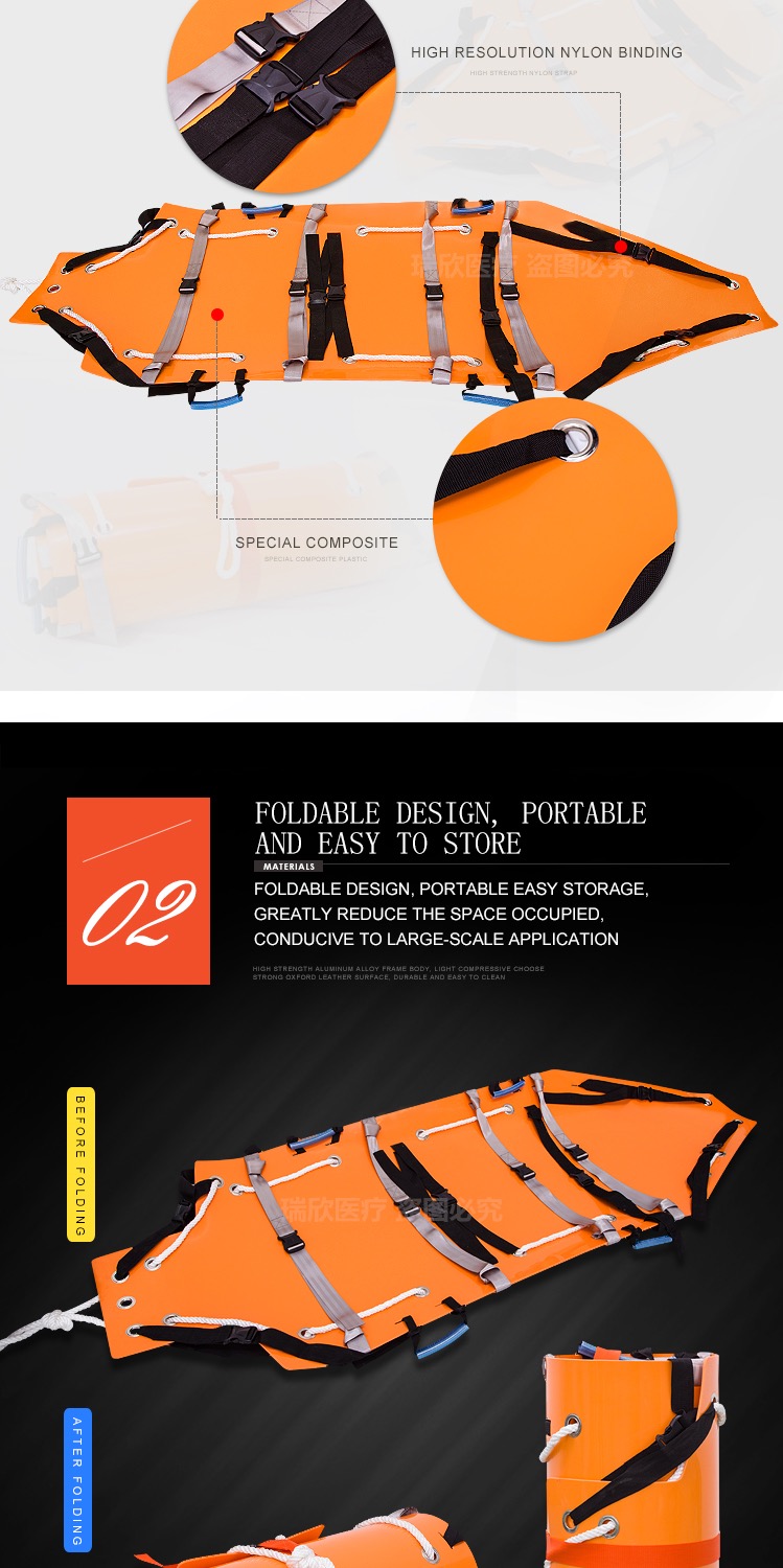 Versatile EVA Rescue Roll Stretcher for Horizontal or Vertical Lift Medical Products