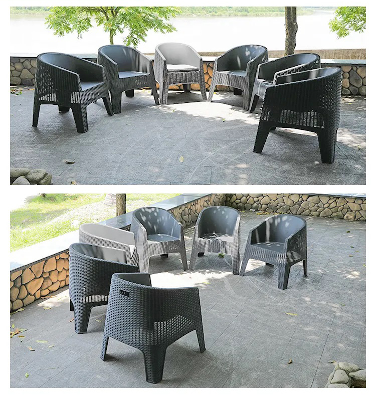 Outdoor Garden Chair Plastic Stackable Coffee Dining Arm Chair Villa Patio Armchair