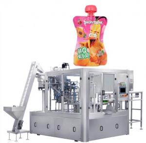 China Rotary automatic standup spout stand-up pouch filling & and screw-cap screw capping machine for jam gel shampoo detergen on sale