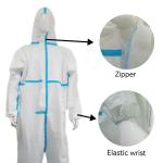 Protective Hooded Work-Wear Safety Chemical Coverall with Stick Strip Closed