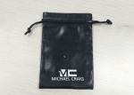 Black Leathery Drawstring Jewelry Bags , Suede Drawstring Pouch Screen Printing
