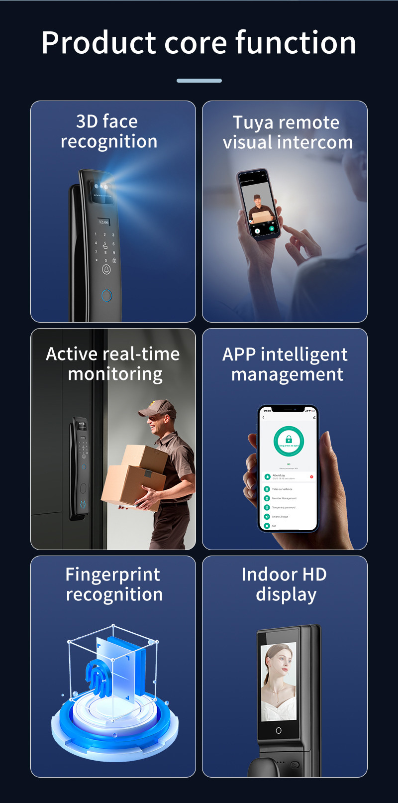 S958max Automatic 3D Face Recognition Tuya Intercom Camera Fingerprint Smart Lock