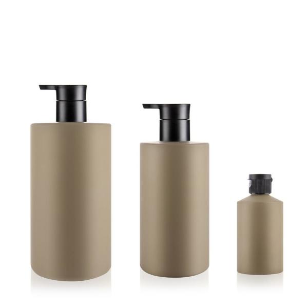 Brown Color Painting Finished Plastic Bottle With Dispenser Pump For Shampoo