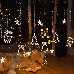 Wholesale 3.5M LED Star Deer Tree Bell 220V 110V Christmas Garland Fairy Curtain String Lights For Home New Year Wedding Party Dec from china suppliers