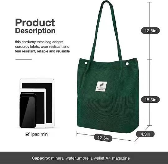 WOMEN'S BAG SIMPLE FASHION CORDUROY BAG CLASS CANVAS BAG SHOULDER BAG CAMPUS