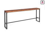 Industrial Metal Base Long Bar Height Table Solid Wood Top 120-300cm Length