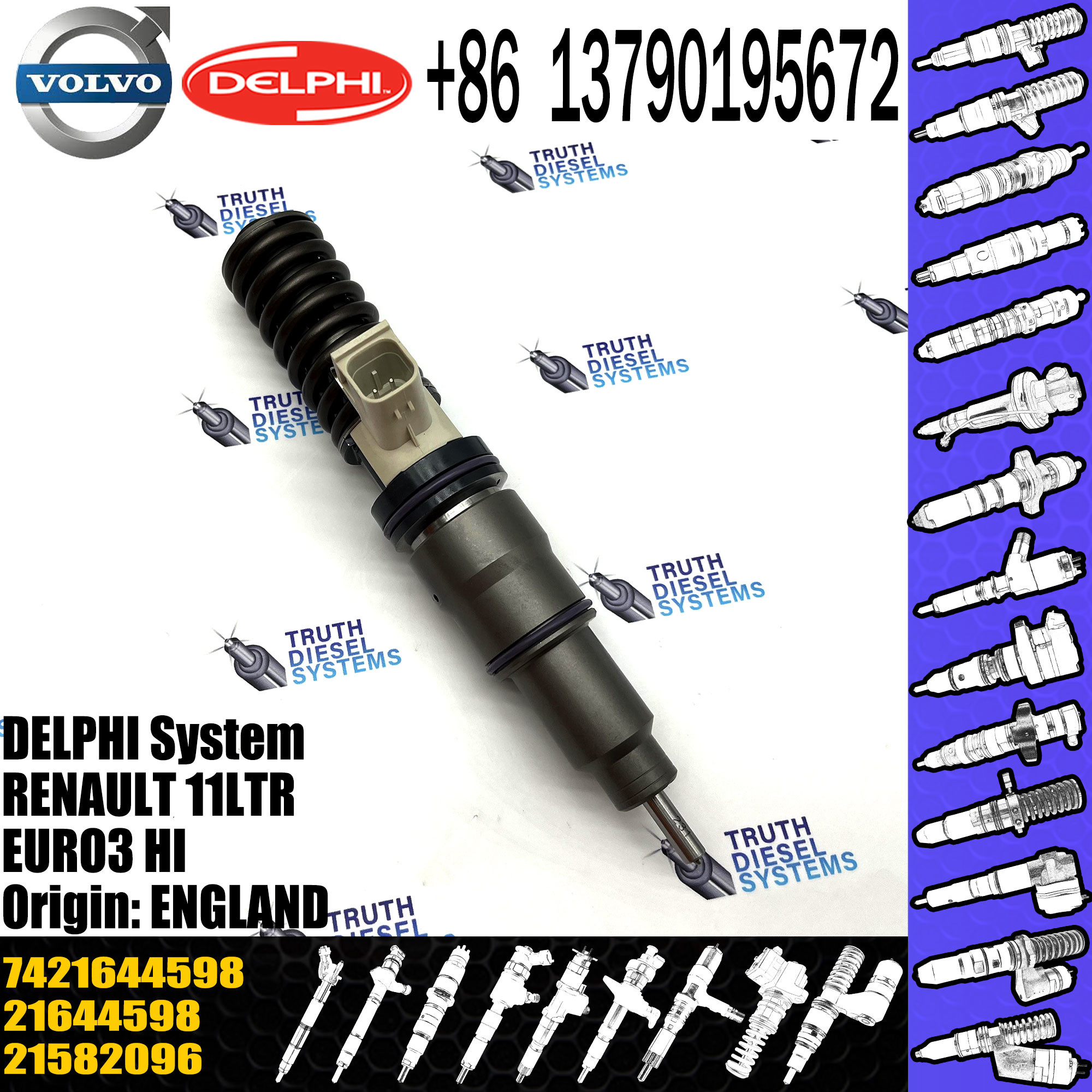 Direct Sale Diesel Fuel Injector 21582096 7421582096 7421644598 21644598 85003949