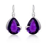 Amethyst & Diamond Drop Earrings in 9ct Gold Drop Earrings For Women