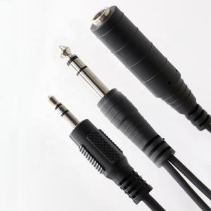 Wholesale 1M 2M 3M Y Splitter Male to Female 6.35mm 3.5mm TRS Microphone Stereo Jack Audio Cable from china suppliers