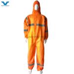 Orange SMS 56GSM Tyvek Coverall with Reflective Tape Waist Style without Shoe