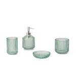 vertical stripe Style Glass Soap Foam Dispenser Toothbrush Holder Bathroom