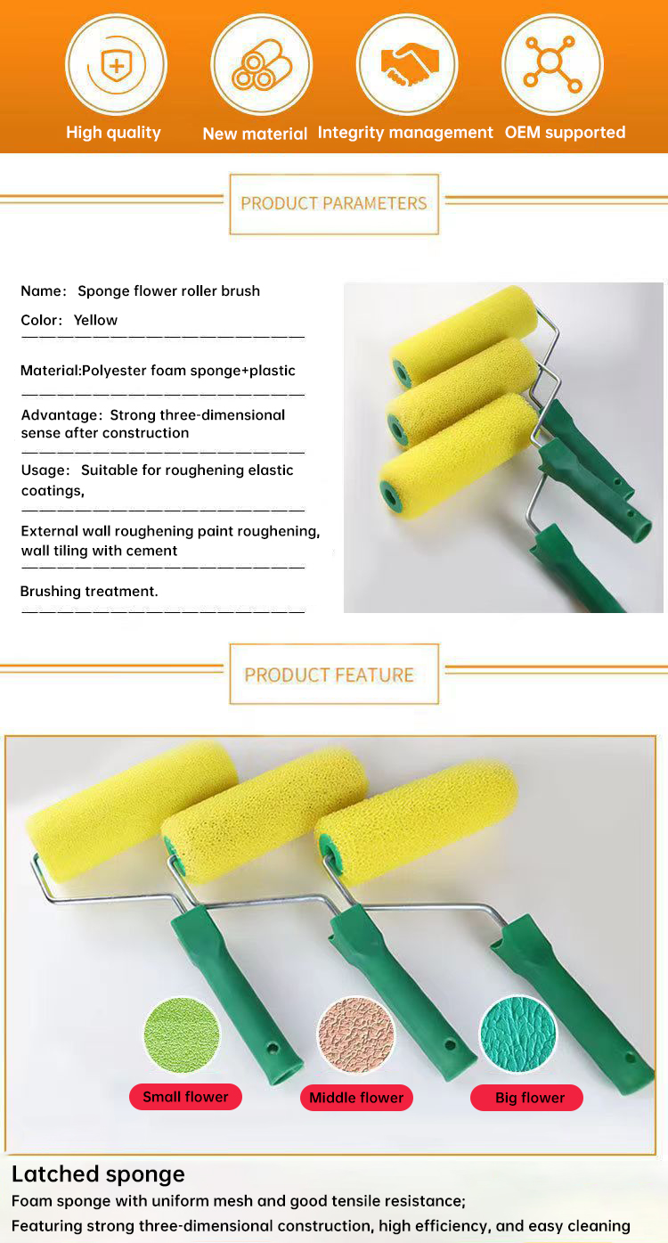 Plastic PP Handle Professional Polyester Foam Paint Roller Brush for Painting Services