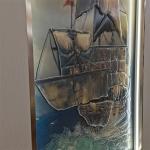 19mm Thickness Tempered Art Glass Hot Melt Sailboat Ultra Clear Glass Painting