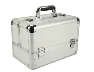 Wholesale Professional Makeup Artist Case , Lockable Professional Makeup Train Case In Silver Color from china suppliers