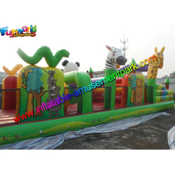 Customized Jungle Interactive inflatable obstacle course for adults With 18m
