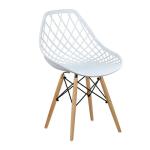 Italian Design Pp Plastic Metal Frame Dining Chair And Wooden Leg