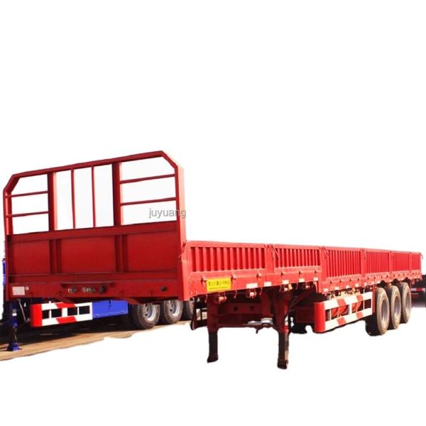 Semi-Trailer Aotong Tri Axle 13m General Stepped Cargo Trailer with Flat Bed