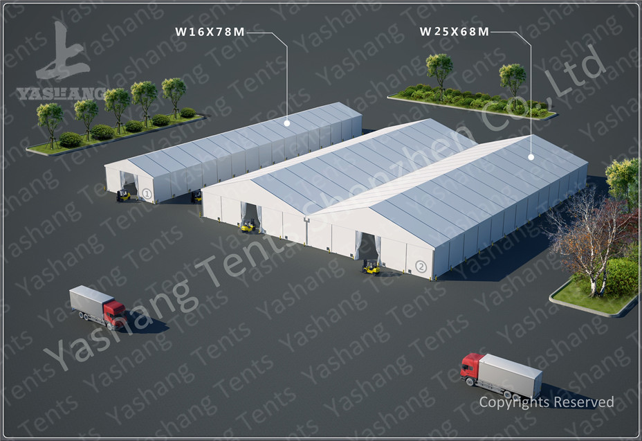 Outdoor Industrial Tent Structures Waterproof 100 km / h Wind Resistance