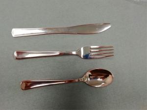 China Rose Gold Plastic Utensils For Restaurant Party Picnic,Wholesale Dinner Disposable Plastic Knife,Fork,Spoon on sale