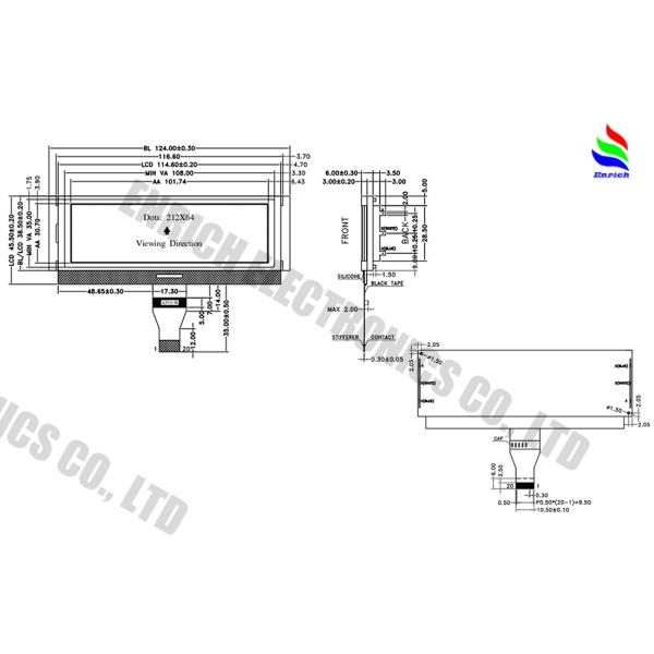 212x64 Graphic LCD Display 4.5 Inch For Communication Devices