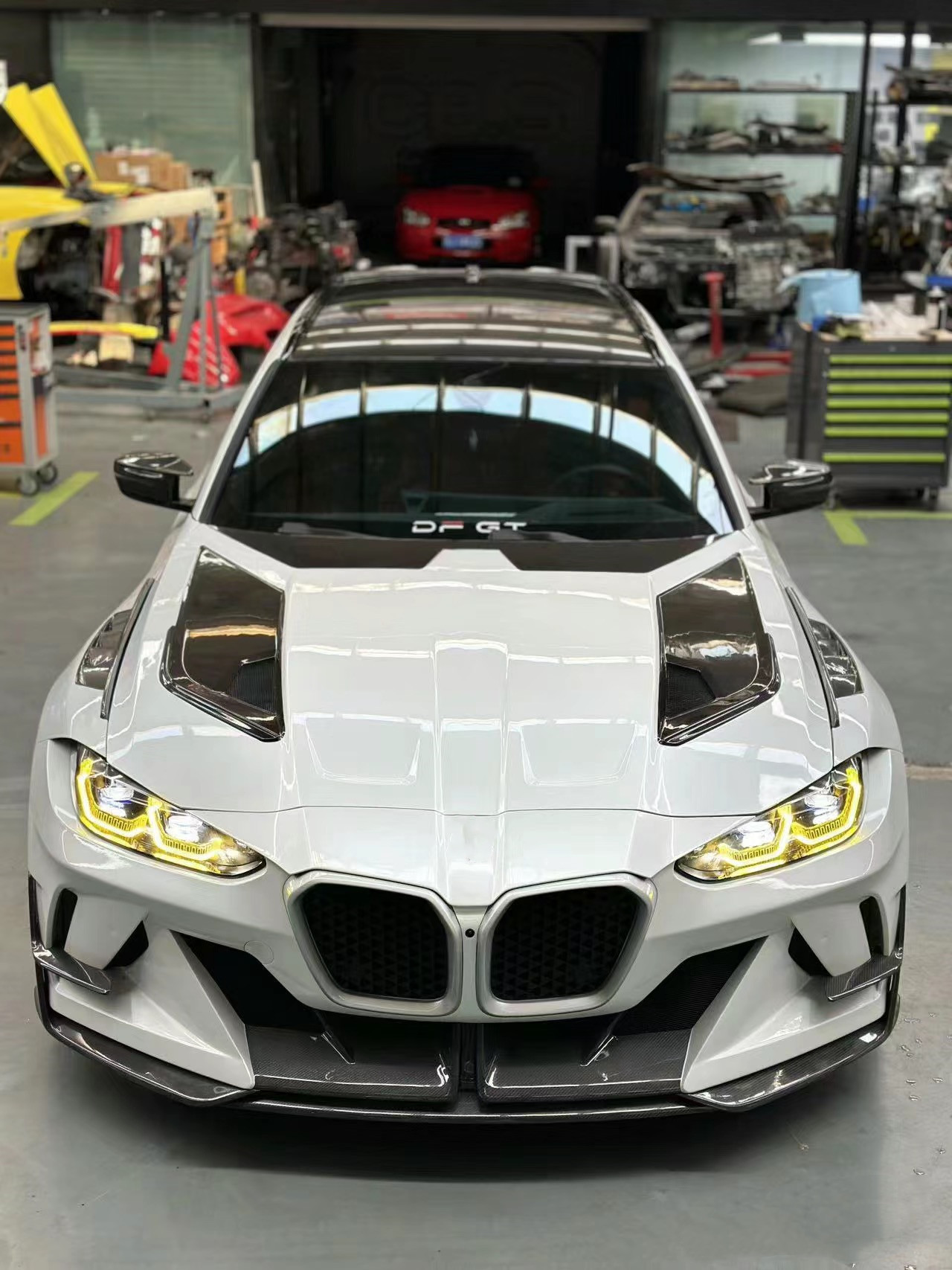 4 Coupe Bmw M3 Body Kit Blue Replace Front GEEX Style Front Bumper Fenders