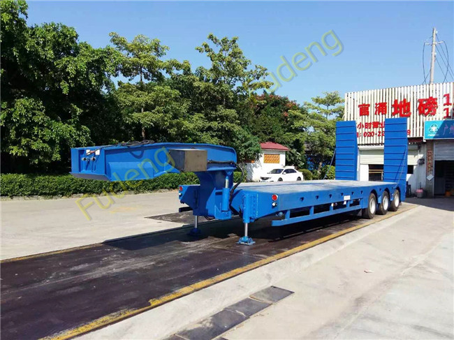 50 tonne Gooseneck low bed semi truck trailer for heavy equipment transport