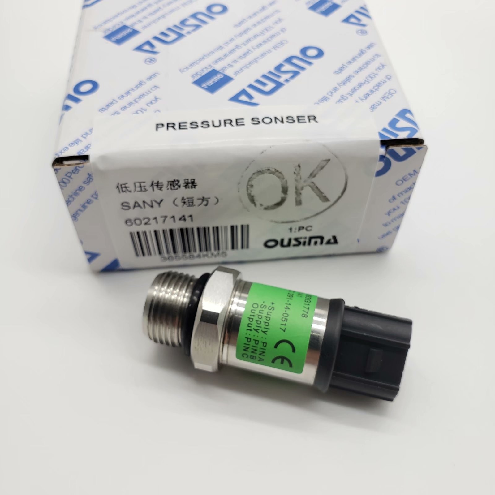 OUSIMA 60217141 Excavator Low Pressure Sensor For SANY Series