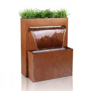 China Outside Garden Decor Rusty Corten Steel Pool With Waterfall Herb Planter on sale