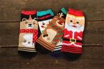 Fancy cartoon christmas patterned design winter cotton socks for women