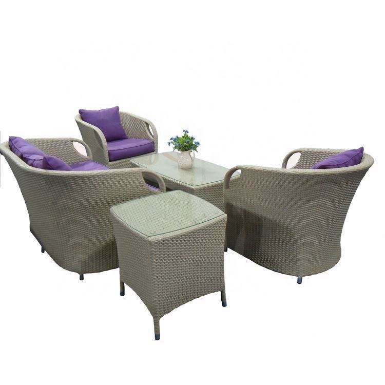 Courtyard Rattan Tea Table Combination Furniture Wicker Tea Table Brown