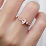 Engagement Minimalist Design Marquise Cut Pink Morganite S925 Silver Women