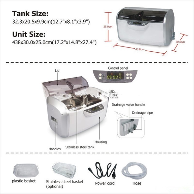 6L Dental Autoclave Sterilizer Ultrasonic Washing Machine
