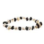 Hematite 0.7mm Beaded Bracelets Sets Black And White Gold With Silver