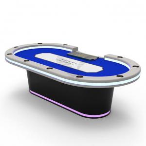 China Entertainment Product Custom Wooden Casino Texas Poker Table 10 Players With Led Lighting on sale
