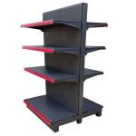 Factory customized color size liquor store shelving 4 foot double side gandola