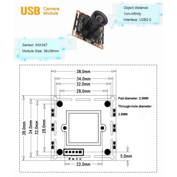 Customization 4MP COMS Sensor Sony IMX347 60fps USB camera module
