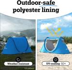 Abco 2-Person Pop Up Tent - Portable Cabana with 2 Doors, Water-Resistant and UV