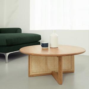 Wholesale Creative Round Rattan Wooden Tea Table 20mm Thick White Oak from china suppliers