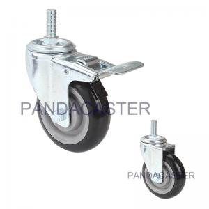 Wholesale Black Medium Duty Casters Wheel 4 Inch Threaded Rod Fixing Type With Double Lock Brake from china suppliers