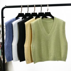 Wholesale ODM V Neck Solid Bespoke Sweaters Vests High Elastic Knitted Sleeveless Sweater from china suppliers