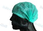 Green Single Elastic Disposable Mob Cap , Doctor Bouffant Disposable Hair Cover