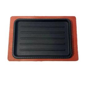 Wholesale Manufacturers Cookware Bbq Griddle Plate Cast Iron Square Grill With Wooden Base from china suppliers