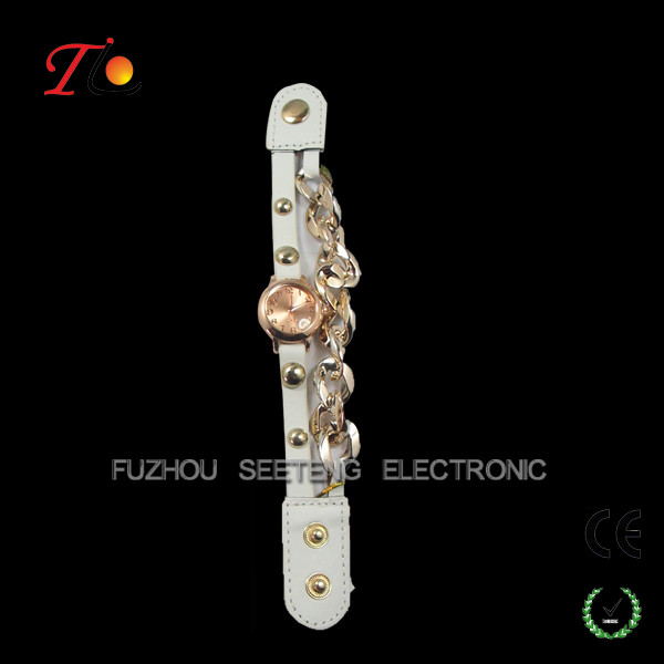 Charming Vintage watches ladies Bracelets watches with rose gold metal bracelet and gunuine leather band