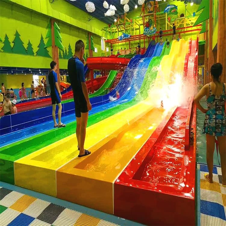 Resort Park Adult Rainbow Fiberglass Water Slide With Buffer Groove