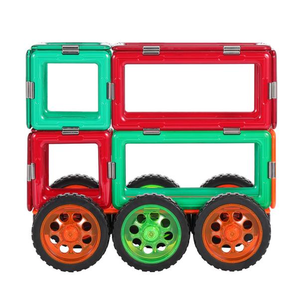 Kids Magnetic Tiles Vehicles Double Decker Sightseeing Bus Magnetic Building
