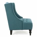 Tall Wingback Fabric Accent Chair Perfect For Living Room Dark Teal Solid Back