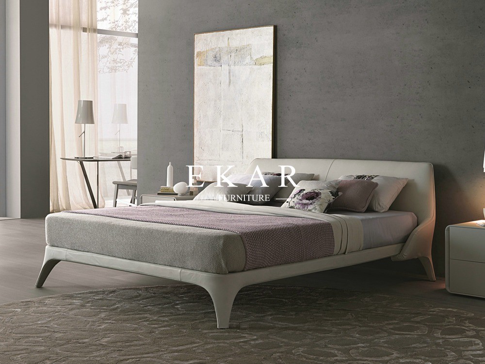 New Model Genuine Leather Simple Design Wooden Bed ZZ-BD011