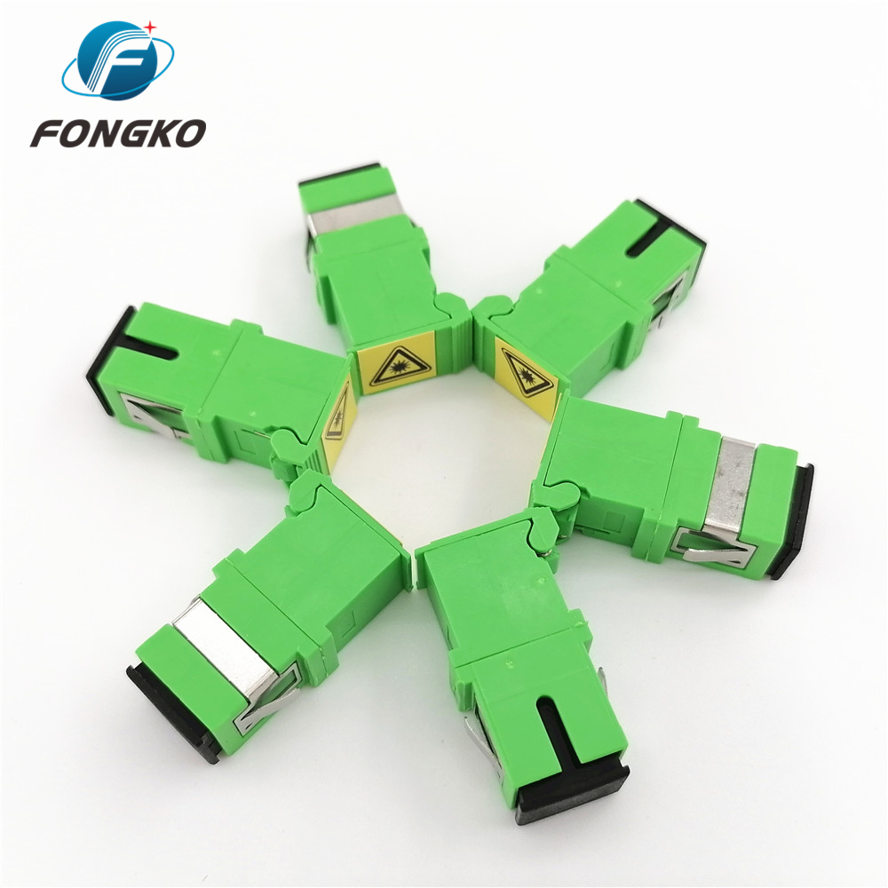 SC/APC Green Shell Simplex Adapter With Auto Shutter SM SC Fiber Optic Adapter
