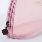 Custom Transparent Nylon Mesh Pink Makeup Bag 21*13*3 Cm Embroidery Letters