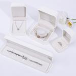 Plain White PU Leather Jewelry Box , Leather Jewelry Case For Ring Pendant